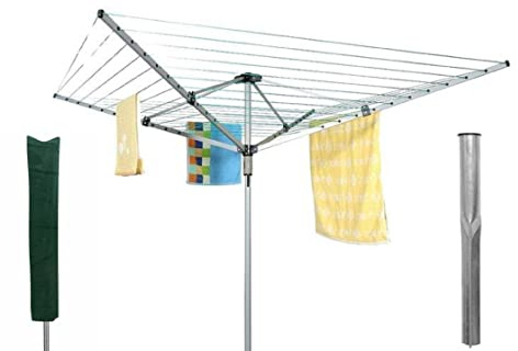 U.saf 60/50/40m 4 Arm Rotary Airer Outdoor Dryer With Cover Washing Line With Ground Socket (40 meter)