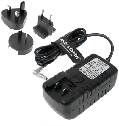 Alvin's Cables Adaptador de Cable de alimentación para Hollyland RX TX Z CAM E2 Flagship Ángulo Recto Giratorio de 2 Pines Macho a AC Universal con convertidor de Adaptador de enchufes UK EU AU US