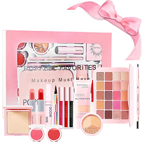 RoseFlower schminkset frauen, Professionelles Make-up-Set Teenager Mädchen Schminkkoffer Kosmetische Makeup Paletten Lidschatten Vollgesichts Schminke Geschenkset mit Tragbare Reise #1