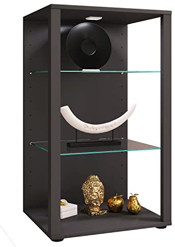 VCM Standvitrine 52x44x90 cm 3 Fächer Präsentationsvitrine Wohnzimmer | Offene Ausstellung von Deko und Sammlerstücken - Wohnzimmer oder Büro - für Sammler und Deko-Fans - Serie Glasol