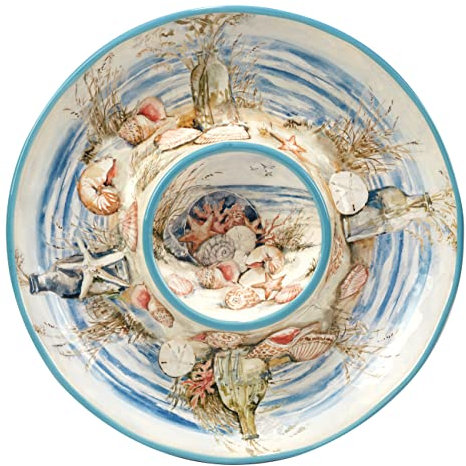 Certified International 29244 Coastal Landscape Chip & Dip Server, Ceramic, Multicolor