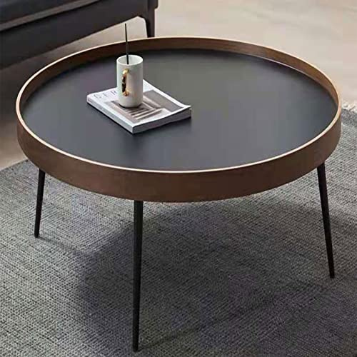 Petite Table de Salon Basse Ronde en Bois Noire, Lot de 2 Tables Basses Gigognes au Design Minimaliste Moderne, Table d'Appoint Meuble de Salle de Séjour Salon ( Color : Black , Size : 40*40*40cm )