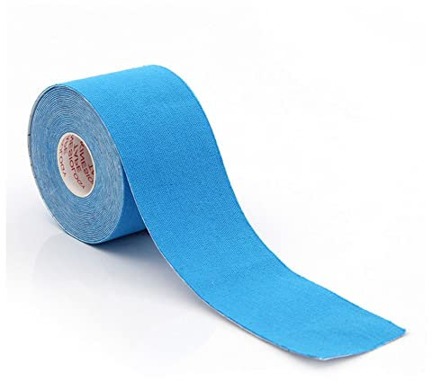 SHTGOI 1 Rollen Kinesiologie Tape 5 m x 5 cm Wasserfeste Kinesiotape Elastische Sportband Selbstklebende Physio-Tape Fitness Bandage Muskeln Tape Sporttape Muskelaufkleber für Sport Blau
