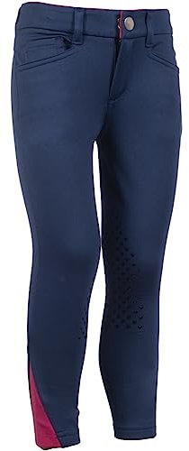 RL24 - Kinder Reithose Comfy von HKM | Reitleggins in dunkelblau | mit Silikon Kniebesatz & Zwei Fronttaschen | Kinder Reitbekleidung in Größe 128/134