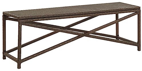 Homgoday Trädgårdsbänk 120 cm polyrotting brun, trädgårdsbänk, balkongbänk, hållbar bänk för balkong terrass och trädgård