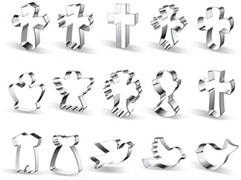 Juego de 15 cortadores de galletas de cruz para formas de cruz, moldes de acero inoxidable para hacer fondant y cortadores de galletas de acero inoxidable