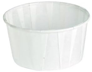 cubex professional Coppette per finger-food, per salse calde e fredde | Contenitori da 30 ml rotondi in carta 100% Biodegradabile bianca a pieghe per degustazioni e feste (400)