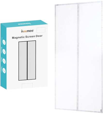 HOOMEE Zanzariera per Porta, 140x240 CM-Tenda Magnetica per Porte Finestre e Patio, Magneti Potenti per una Perfetta Chiusura Automatica, Installazione Facile senza Foratura (Bianco)