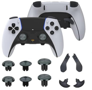 Hzxkqmil Metal Thumbsticks for PS5 Edge Controller, 6 Joystick Analog Sticks 4 Back Paddles Triggers Buttons Replacement Accessories for Ps5 Edge Controller, Gun Black