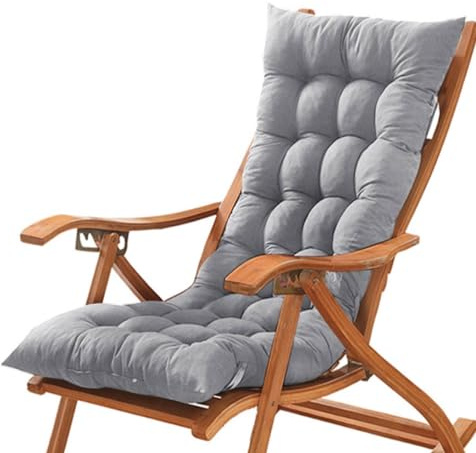 Dickes Bürostuhlkissen mit Bändern, Stuhlkissen mit Rückenlehne, Rücksitzkissen für Zuhause, Garten, Liegestuhl, 100 x 40 cm, Grau