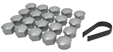 Radmutternabdeckungen für VOLVO S60 S80 S90 V60 V90 XC40 XC60 XC90 POLESTAR Verriegelungskappen-Set (Kleine Ausführung, Aluminium Grau)