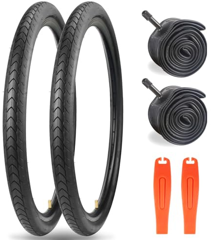 MEGHNA Ensemble de 2 pneus de vélo de 27,5 x 1,75 pouces, en nylon anti-crevaison, 27 TPI, 27 x 1,75 pouces, tubes flexibles et 2,125 pouces, compatibles avec VTT/Cruiser/vélos de route