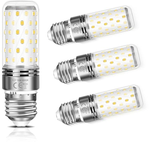 Liuyife 4 Stück 16W Mais-Cob-LED-Leuchten, E27-Einschraubungsleuchten, Neutral Weiß 4000K, Nicht Dimmbar, AC185-265V, Niedrigergieverbrauchsleuchten Für Keller, Badezimmer, Terrassen, Schuppen