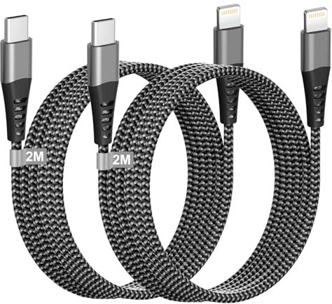 USB C to Lightning Cable 2M 2Pack [Apple MFi Certified], Fast iPhone Charger Cable Lightning USB C iPhone Charging Cable 2M Long iPad Charger Cable Lead Wire for iPhone 14 Pro/13/12/11/XS Max/XR/X/8