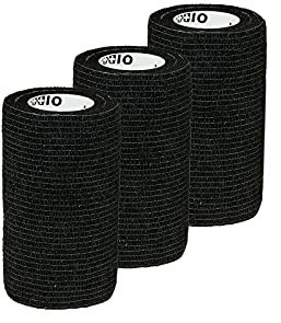 1/3/6 Haftbandagen Größe+Farbe wählbar - selbsthaftende Bandage Fixierverband selbstklebend, Farbe:3 Stück | 10 cm | schwarz