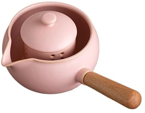 Tetera de cerámica, tetera con infusor, tetera de mano de cerámica con filtro de malla, tetera de porcelana for té y café a granel.(Pink)