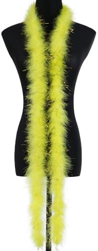 Whakano Modischer Federboa Länge ca.2m,Truthahnfedern Zum Basteln,Boa für Kostüm-Accessoire,Federgirlande Federschal für Hochzeit Karneval Halloween Cosplay Weihnachten,Bühnenshows,Kostüm Party,Gelb