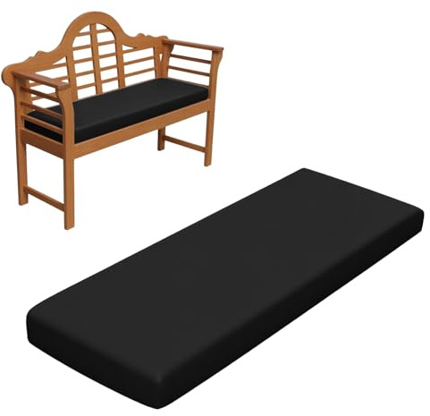 RZYW 5cm Thick Waterproof Seat Cushions Outdoor, Window Seat Cushion Bench Cushion Swing Replacement Pad, Non-Slip Bay Window Cushion Indoor, Garden Furniture Cushions,Black,85x45cm