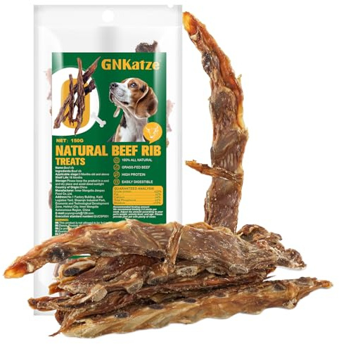 Carne di manzo costola ossa Cane tratta,100% naturale costola ossa mastica manzo da erba mangiato bovino,Lunga durata cane masticare ossa per masticatori aggressivi,150G (150G)