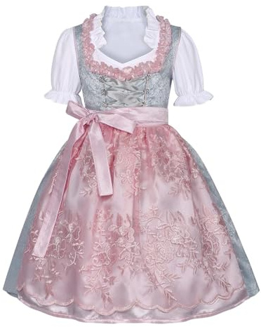 Kinder Dirndl Midi Trachtenkleid 3-TLG inkl.Kinderdirndl, Dirndlbluse, Schürze für Oktoberfest Besondere Anlässe Dirndl & dirndl-sets für Mädchen Bayerisches Bierfest Trachten Dirndlkleid