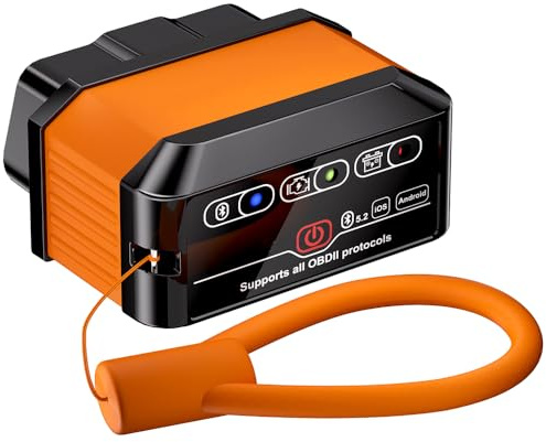 OBD2 Diagnostic Auto OBD Bluetooth 5.2, Adapter de Diagnostic OBD2 pour Voiture, Valise Diagnostic Français Voiture Multimarque pour iOS Android, Lecteur Code Moteur avec Systèmes Diagnostique Complet