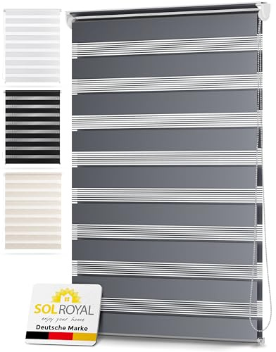 Sol Royal Doppelrollo Klemmfix ohne Bohren für Fenster Innen | 140 cm breit 140x150 cm Grau Duo Rollo Fensterrollo Sicht & Sonnenschutz DL2