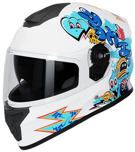 Casque De Moto Intégral pour Enfant avec Visière, Homologué ECE 22.06, Casque De Scooter pour Enfants pour Garçons Et Filles, Casque De Motocross pour Enfants