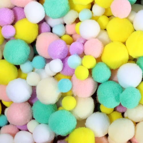 Bunt Mini Pompons zum Basteln, 400 Stück 1-2cm Mini Pom Poms Filzkugeln Bunt, Bommel zum Basteln, Pompons Bälle für Dekorieren für Lustige DIY Kreative Handwerk, Feine Haar-Accessoires,Partydekoration