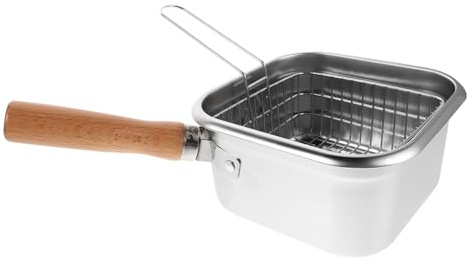 Healifty Friteuse Avec Panier Friteuse à Poisson Marmite Acier Inoxydable Casserole à Frire Profonde Multifonctionnelle