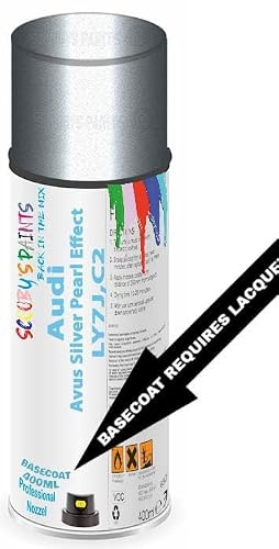Aerosol Spray Paint Compatible with Audi Avus Silver Pearl Effect LY7J,C2 Available in Direct Gloss, Cellulose or Basecoat (Basecoat Aerosol)