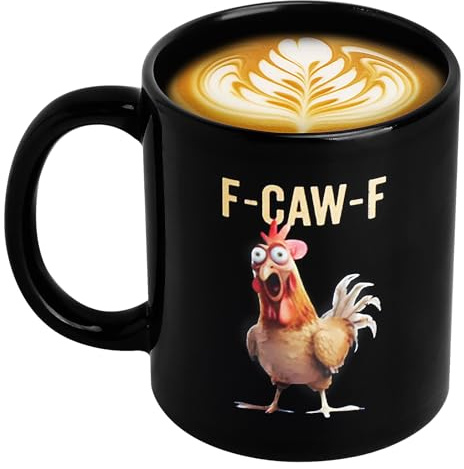 KQDRAVINE Lustige Hühner Tasse F-CAW-F 350ml – Keramik Kaffeetasse mit Humor Spruch für Büro und Alltag Spülmaschinen und Mikrowellengeeignet mit Bequemem Henkel