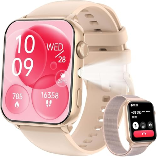 IOWODO Reloj Inteligente Hombre Mujer, 1.91 Smartwatch Mujer con Llamadas Bluetooth,2 Correas,Monitor Cardíaco 24h/SpO2/SueñoBluetooth,100 Modos Deporte para iOS Android