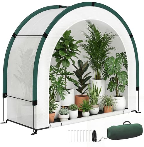 Outsunny Gewächshaus mit gewölbte Oberseite Garten 200 x 80 x 164 cm Grün | Klappbar Foliengewächshaus, Winterfest Treibhaus für Balkon, Tomatenhaus, für Tomaten, Gemüse, Blumen, Pflanzen