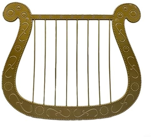 Kunststoff Engel Harfe Modell 27x23cm Gold Dekoratives Spielzeug für Kostüm Party Halloween Bühnenrequisiten Nicht Spielbar