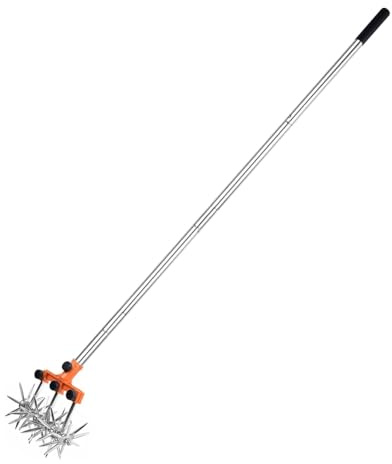 Aundhegrtt Cultivateur Rotatif pour Jardin pour le Mélange de Sol ou le Resemaillage Jardin Cultivateur Rotatif avec Poteaux en Acier Inoxydable Réglables Tiller à Main