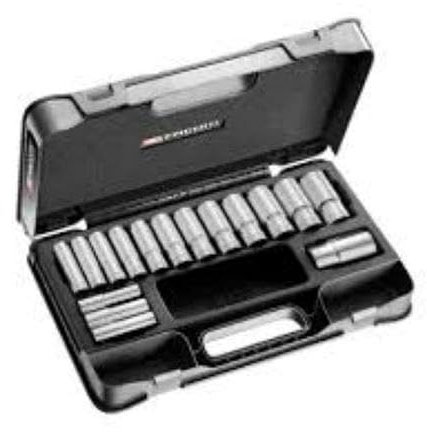 Coffret douilles 1/2 longues 6 pans métriques FACOM - 16 pièces - S.405AE, Argent