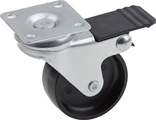 Metafranc Lenkrolle Ø 50 mm - Feststeller - 42 x 42 mm Platte - Kunststoff-Rad - Harte Lauffläche - Gleitlager - 40 kg Tragkraft / Transportrolle / Möbelrolle / Schwerlastrolle / 802490