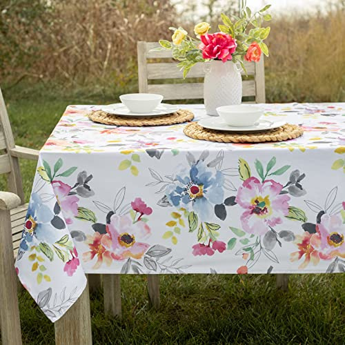 Benson Mills Spillproof Spring/Summer Durable Heavyweight Fabric Indoor Outdoor Tablecloth, Washable Table Cloth for Rectangle Tables, Picnic/Patio Table Covers (60 x 104 Rectangular, Harper)