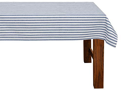 FILU Tischdecke 100 x 140 cm Blau/Weiß gestreift (Farbe und Größe wählbar) - hochwertig gefertigtes Tischtuch aus 100% Baumwolle