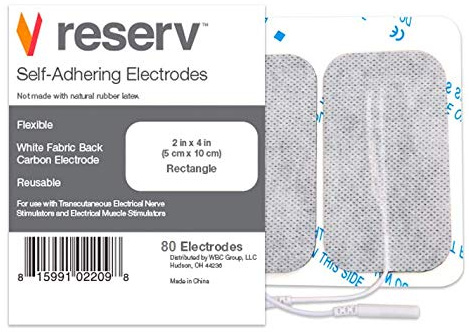reserv Rektangulära återanvändbara elektroddynor för TENS/EMS-enheter, tygbaksida med premiumgel (Latexfri) (80 elektroder), 2 tum x 4 tum