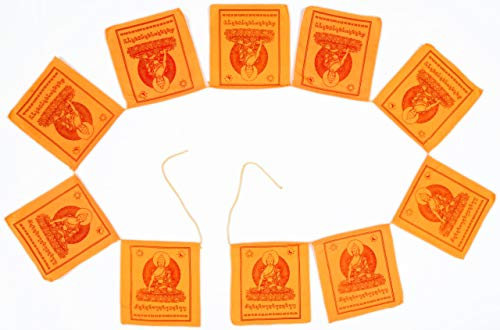 BUDDHAFIGUREN Gebetsfahnen Shakyamuni Buddha Orange 10 Fahnen 220 cm lang