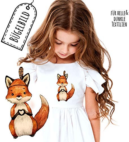 Bügelbilder Applikation Fuchs Füchschen Herz Bügelbild Patch Bügelmotiv Aufbügelbilder Shirt bb187 - ausgewählte Größe: *Gr.1 - ca. 10cm (längste Seite)*