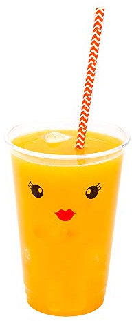 Biodegradable Paper Straws - Orange - Zig Zags - 7.8 inch - 25ct Box - Restaurantware