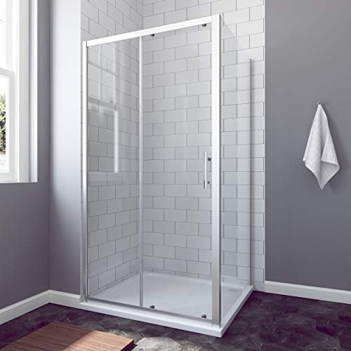 AQUABATOS® Eckeinstieg Duschkabine Eckdusche 100x90 cm | 100 cm Nischenschiebetür Duschabtrennung Duschtür Nischentür Schiebetür Duschwand Glas Dusche mit 90 cm Seitenwand Höhe 185 cm