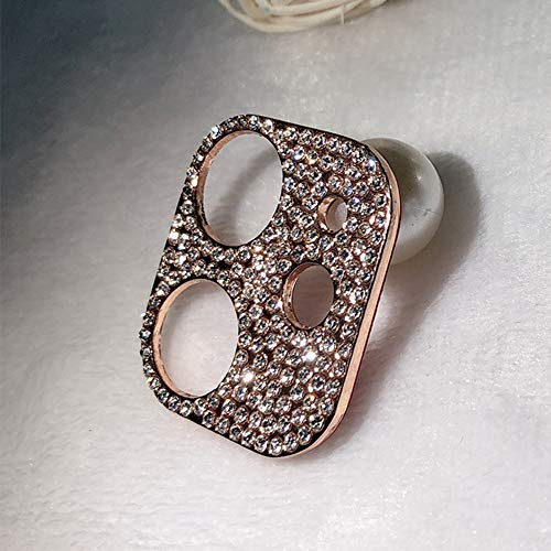 GSRYPC 2 Pack Glitter Camera Lens Cover Protector for iPhone 11/iPhone 12 mini,Metal Bling Diamond Camera Lens Cover Sticker Protector (iPhone 11/iPhone 12 mini -Rose Gold)