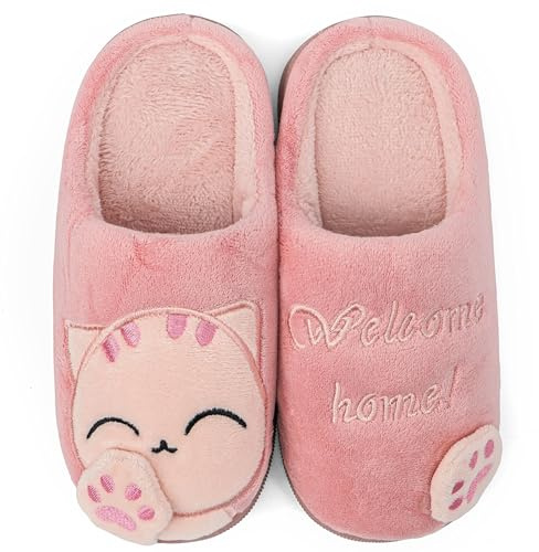 ChayChax Carino Cartone Animato Pantofole da Casa Bambini Uomo Donna Inverno Peluche Ciabatte Interne Comode Caldo Scarpe di Cotone Invernale, Rosa, 27/28 EU=Produttore 30/31(210)