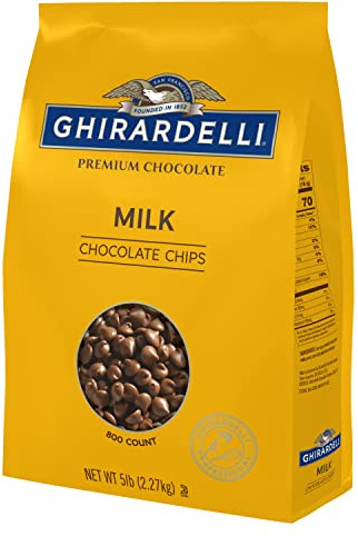 Ghirardelli Chocolate Company Milk Chocolate Chips 800 per lb, 5lb. Bag (Pack of 1)