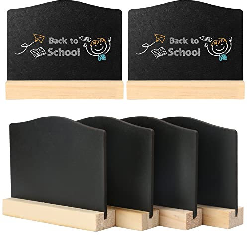 Abwischbare Holzkreidetafel, 6 Stück Mini Chalkboard Zeichen, Kreidetafeln Klein, Zum Beschriften, Tischplatte Schilder für Buffet, Kunststoff Tafeln für Hochzeit