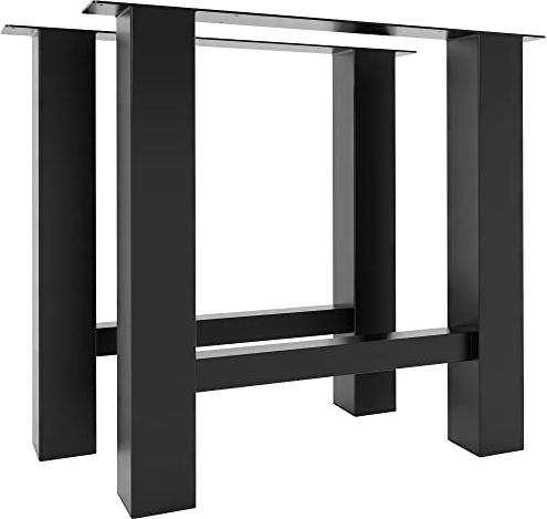 CLP Patas para Mesa De Comedor Harry Cuadradas I Juego De 2 Bases Metálicas En Estilo Industrial Modernas, Color:Negro