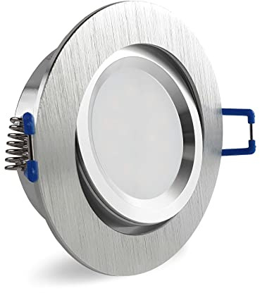 CONCEPTRUN LED Einbaustrahler Niedervolt rund schwenkbar Aluminium geschliffen 68mm-75mm Einbaudurchmesser inkl. MR16 Gx5.3 Fassung 12V AC DC (Modell: RD2112V) (Warmweiß)